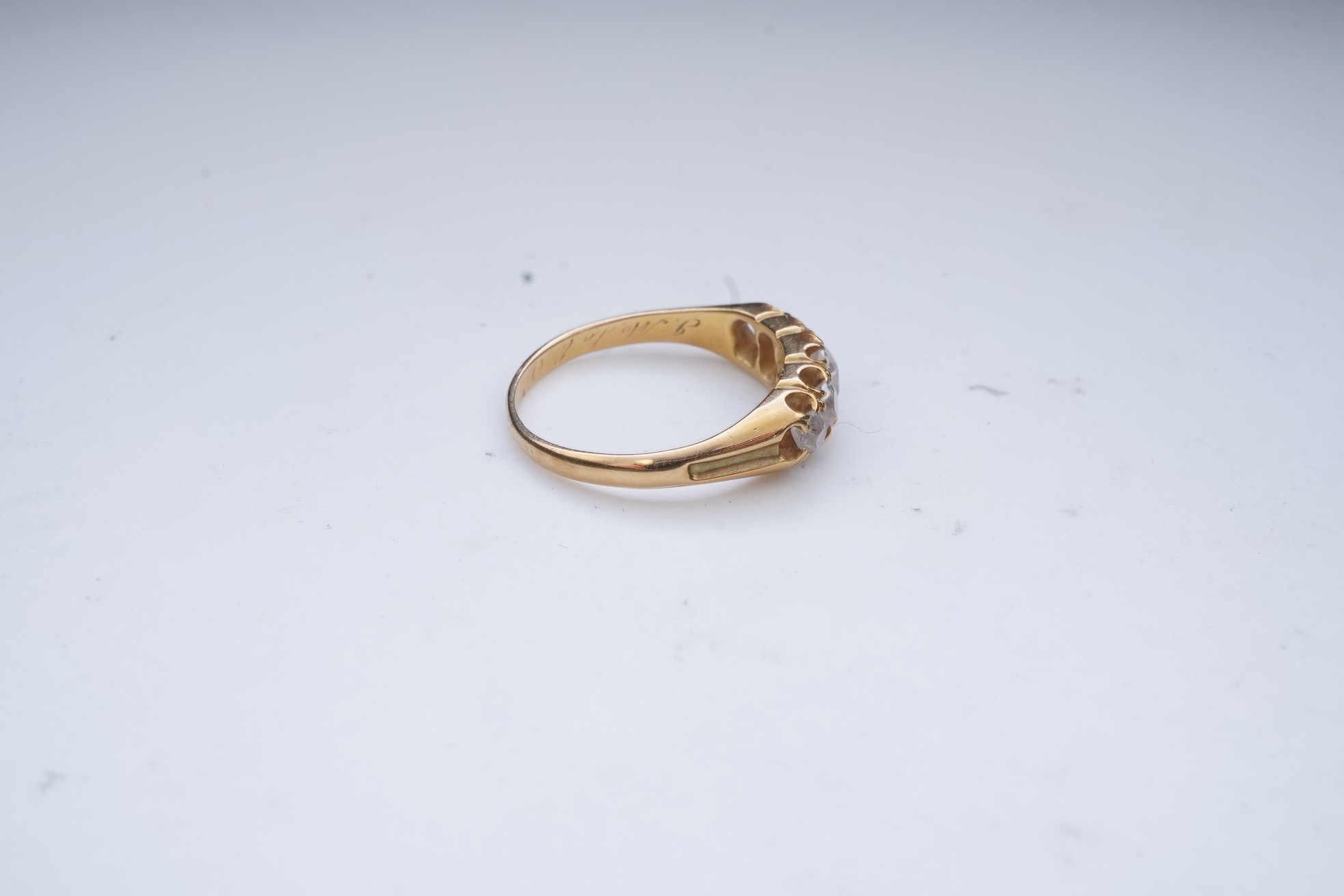 A Victorian five-stone diamond ring, late 19th century